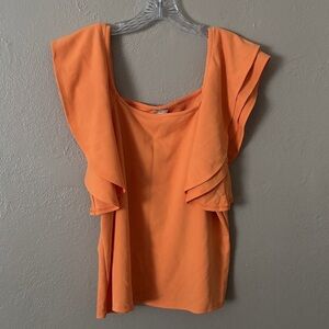 CATO Women's Layered Sleeve, Off The Shoulders, Orange Top Size L
